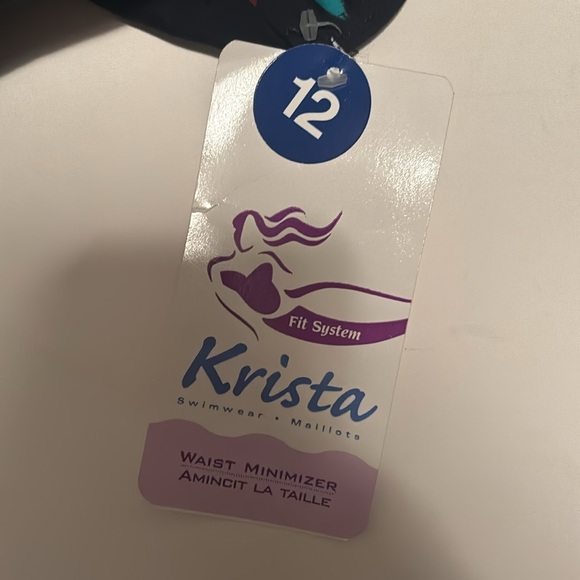 NWT Krista Black Bottom Floral Top One Piece Swimsuit Bathing Suitt Size 12 - Picture 3 of 3